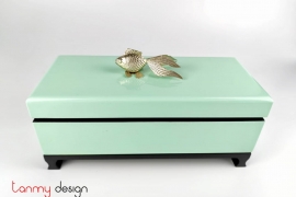 Light green rectangular box attached with fish included with stand 30x13xH9.5cm